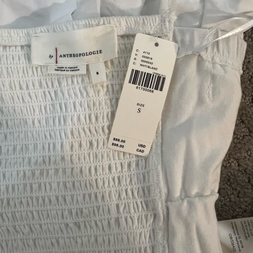 NWT Anthropologie White Smocked Ruffle Strapless Top - Size S - Perfect Bridal! - Picture 4 of 8
